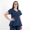 Bluza medicala Lotus Flex, stretch, stil peplum, bleumarin, TRS-NP12