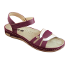 Sandale dama Leon 961, de vara, din piele, bordo/alb