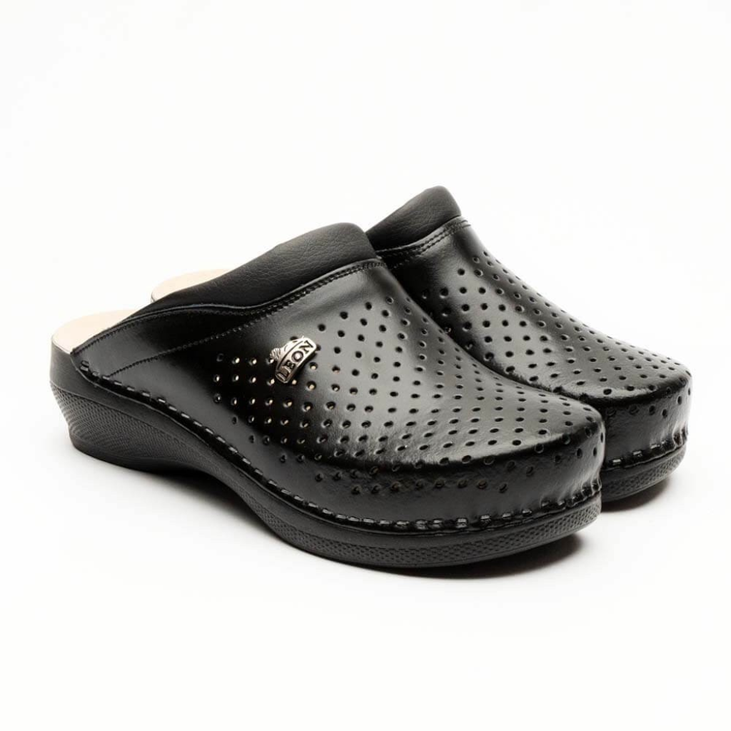 Saboti medicali, unisex, din piele, negru, Leon PU100 36