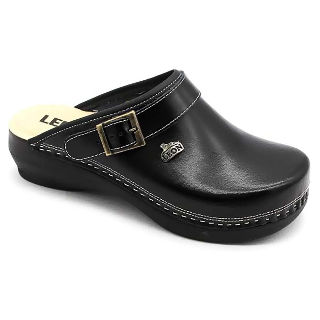 Saboti medicali, unisex, din piele neperforata, negru, Leon PU101 36