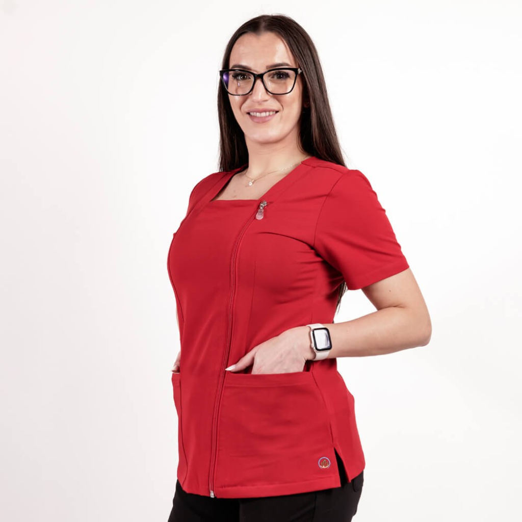 Bluza medicala Lotus Flex, stretch, rosu, TRS-NP11