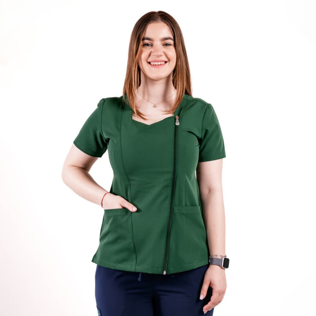 Bluza medicala Lotus Flex, stretch, verde hunter, TRS-NP11