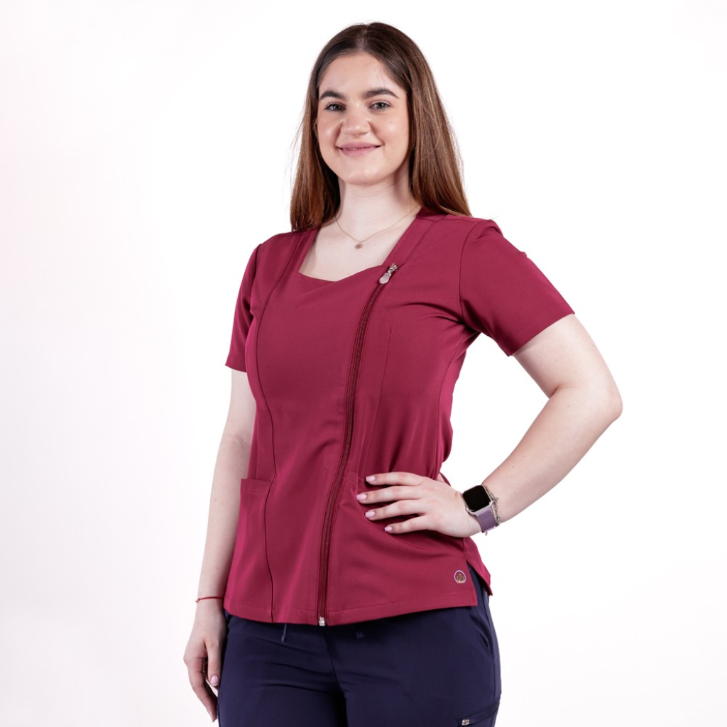 Bluza medicala Lotus Flex, stretch, visiniu, TRS-NP11