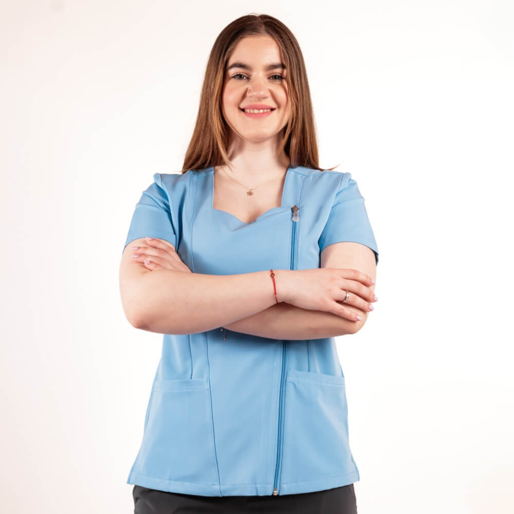 Bluza medicala Lotus Flex, stretch, albastru ciel, TRS-NP11