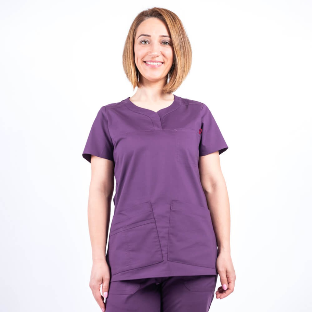 Bluza medicala Lotus Flex, stretch, visiniu, CVC-NP3