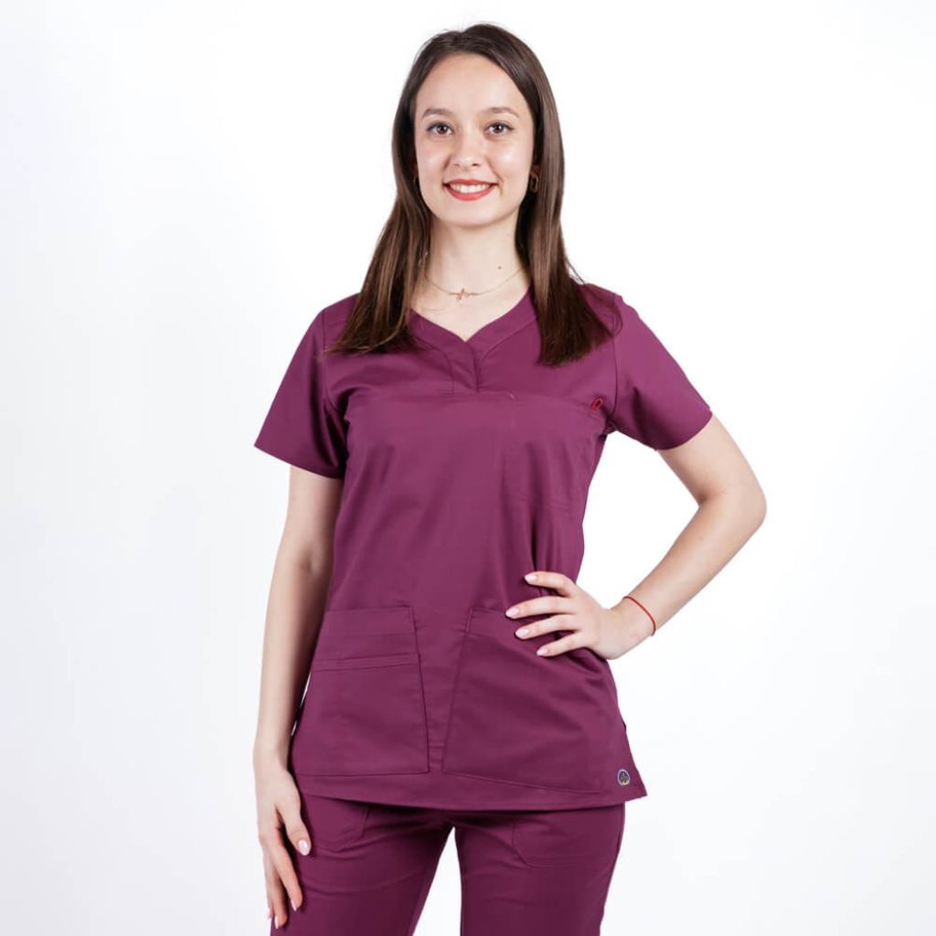 Bluza medicala Lotus Flex, stretch, wine, CVC-NP3 2XS