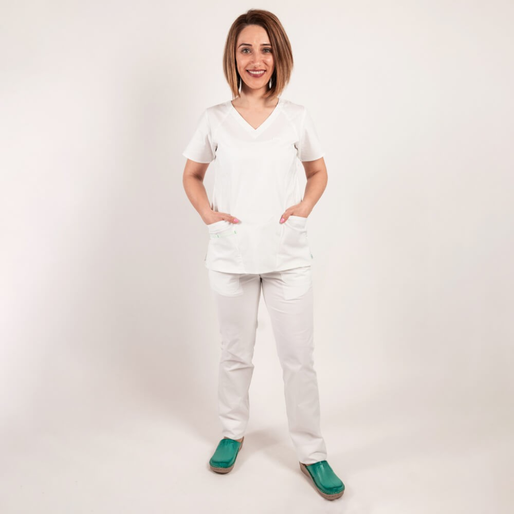 Costum medical Lotus Flex, stretch, alb, CVC-NP4 CVC-SP2