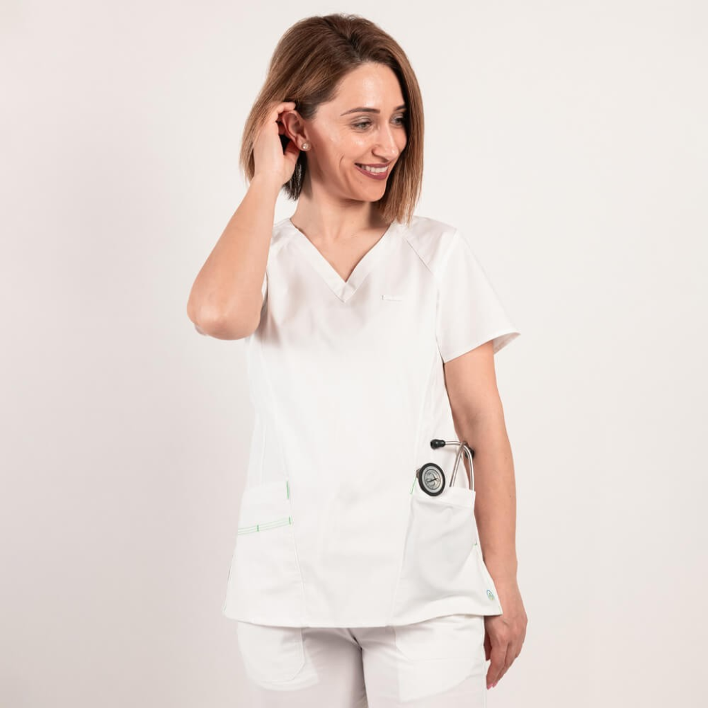 Costum medical Lotus Flex, stretch, alb, CVC-NP4 CVC-SP2