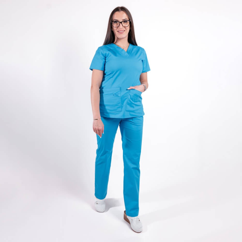 Costum medical Lotus Flex, stretch, albastru deschis, CVC-NP1 CVC-SP2