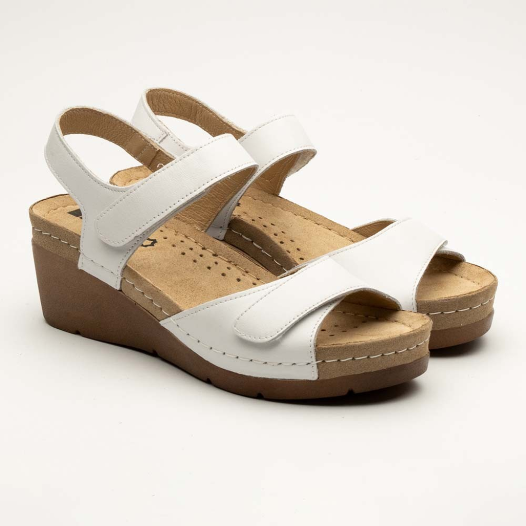 Sandale Leon 1041, din piele, de vara, alb