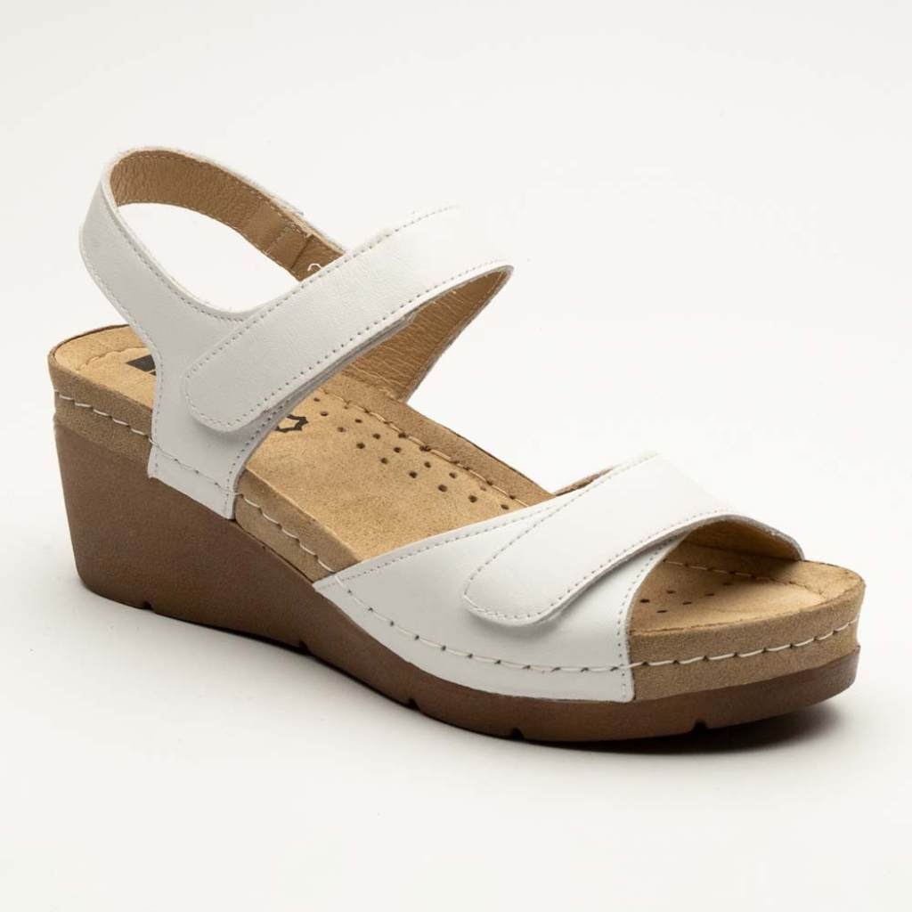 Sandale Leon 1041, din piele, de vara, alb