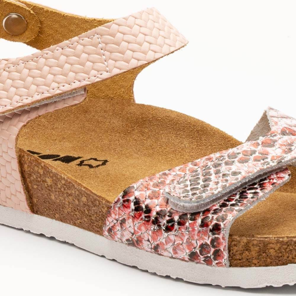 Saboti dama, de vara, din piele, Leon 4300, roz snake